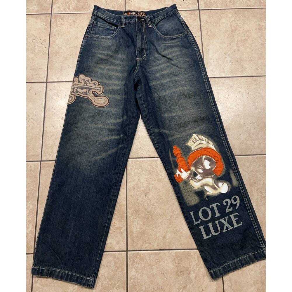 Vintage Lot 29 Luxe Jeans Size 32x32 Marvin the Martian Looney Tunes Blue Baggy